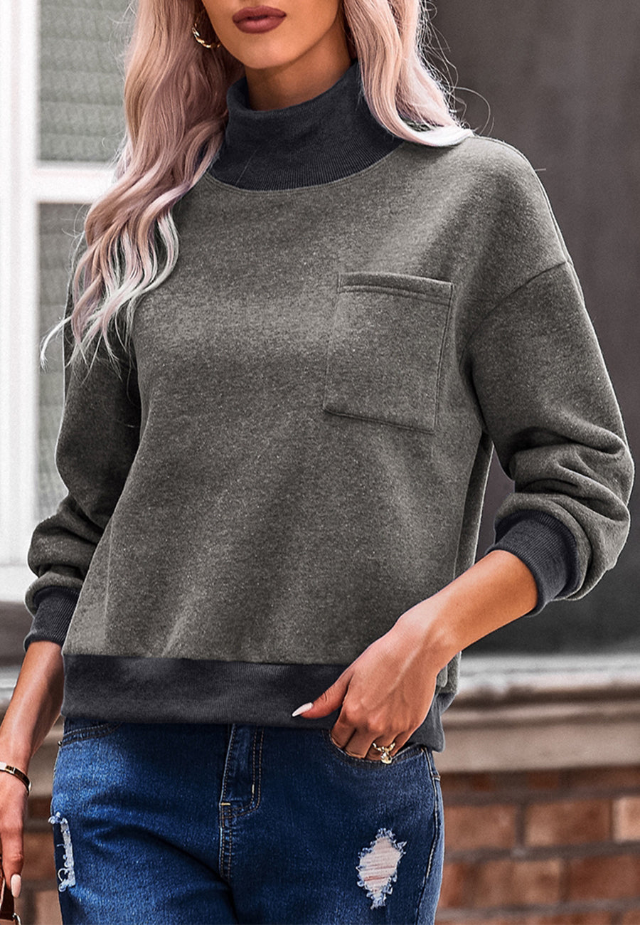 Turtleneck Patch Pocket Sweater