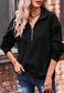 Cable Knit Sleeve Zip-Up Sweatshirt