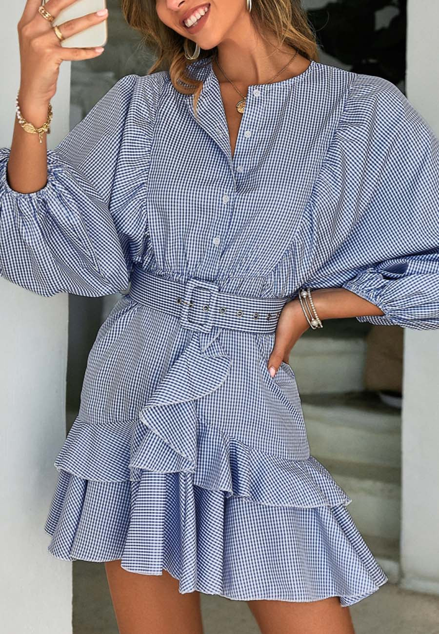 Bishop Sleeve Ruffle Dress