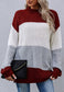 Turtleneck Color Block Chunky Sweater