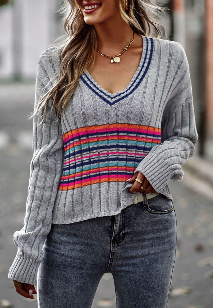 Contrast Multicolor Striped Sweater