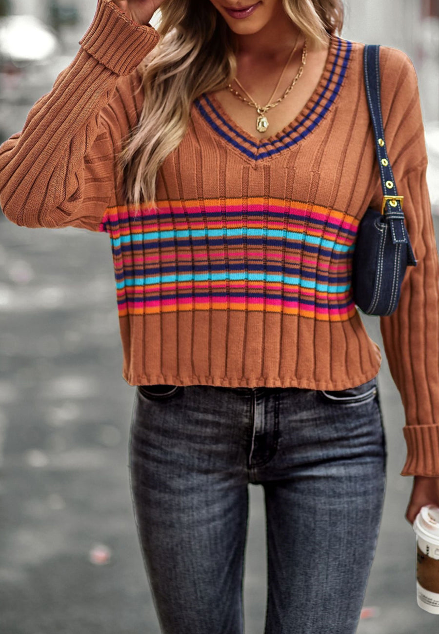 Contrast Multicolor Striped Sweater