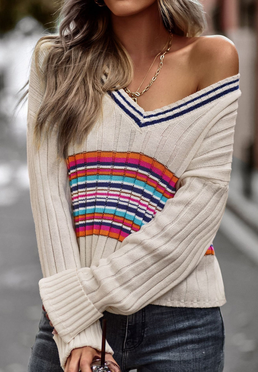 Contrast Multicolor Striped Sweater