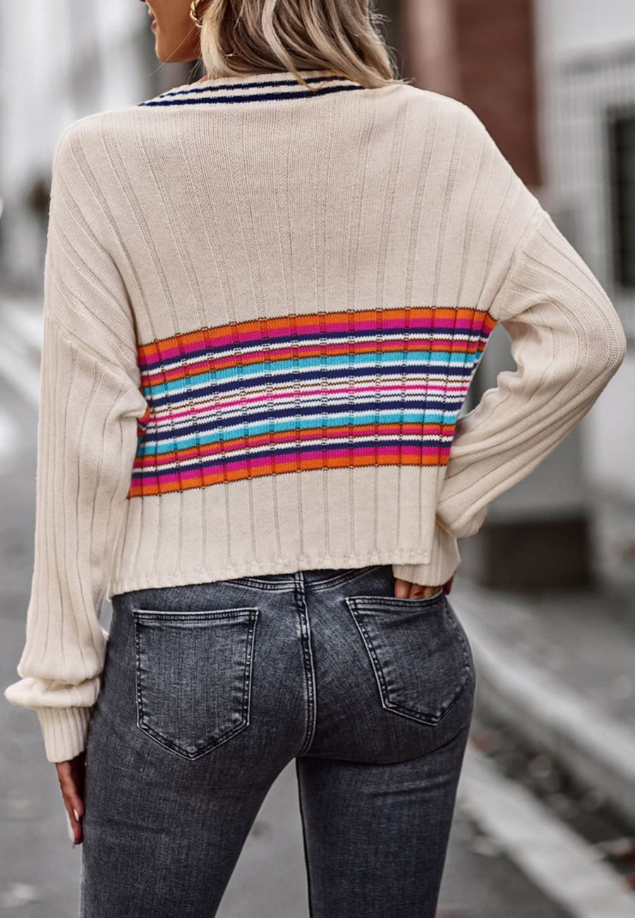 Contrast Multicolor Striped Sweater