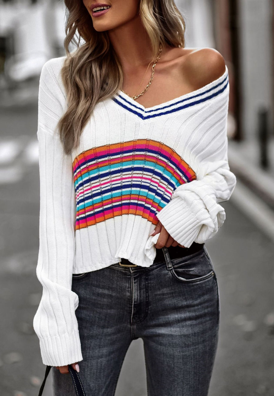 Contrast Multicolor Striped Sweater