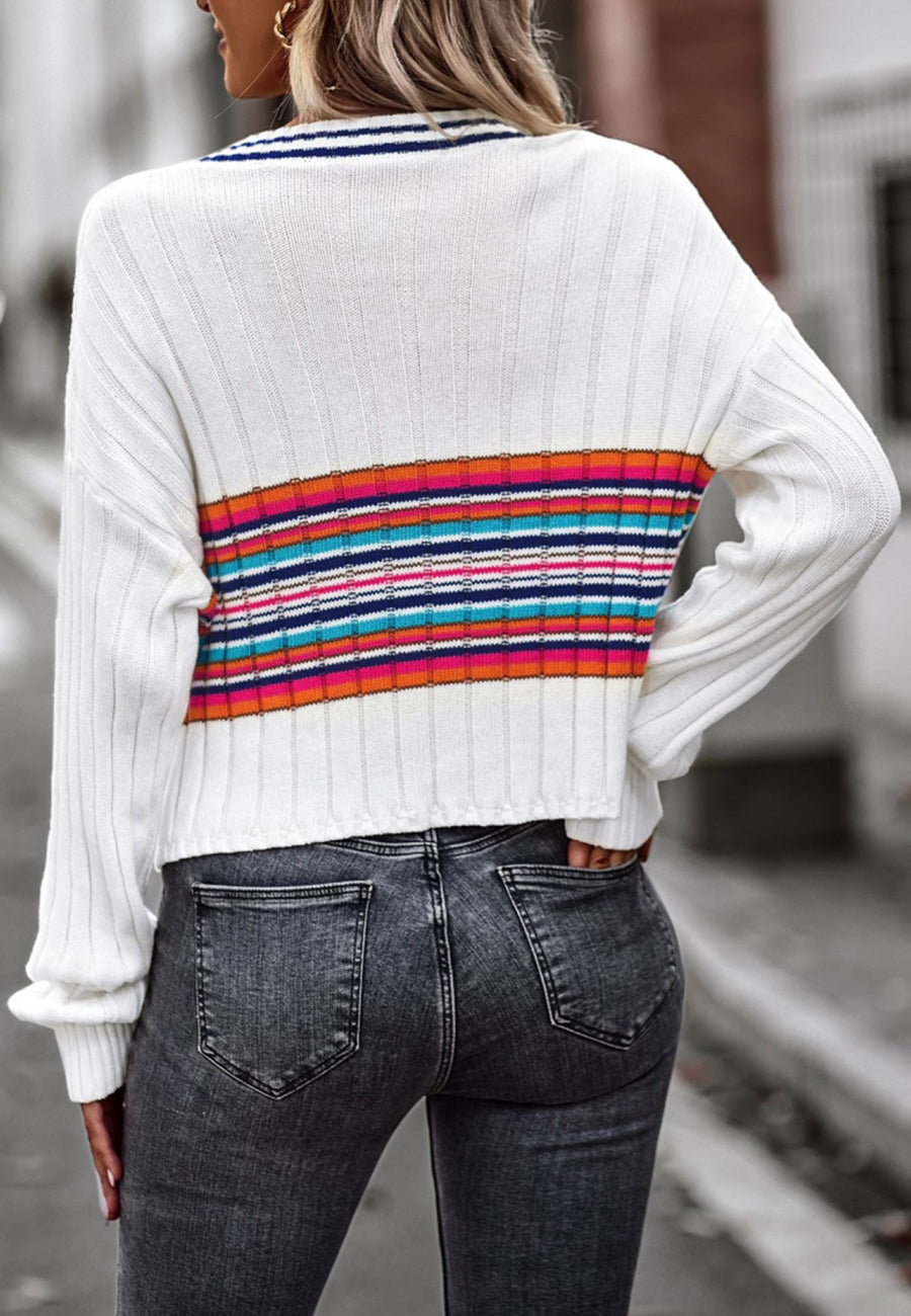 Contrast Multicolor Striped Sweater