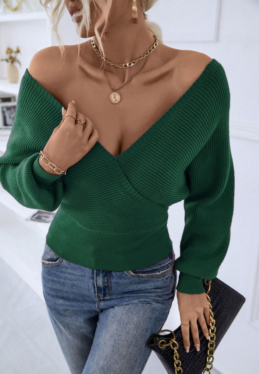 Ribbed Knit Back Detail Sweater