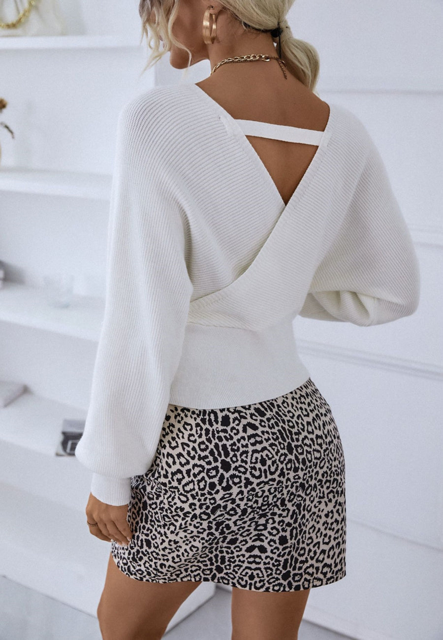 Ribbed Knit Back Detail Sweater