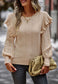 Cable Knit Ruffle Shoulder Sweater
