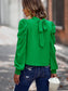 Puff Sleeve Back Tie Blouse