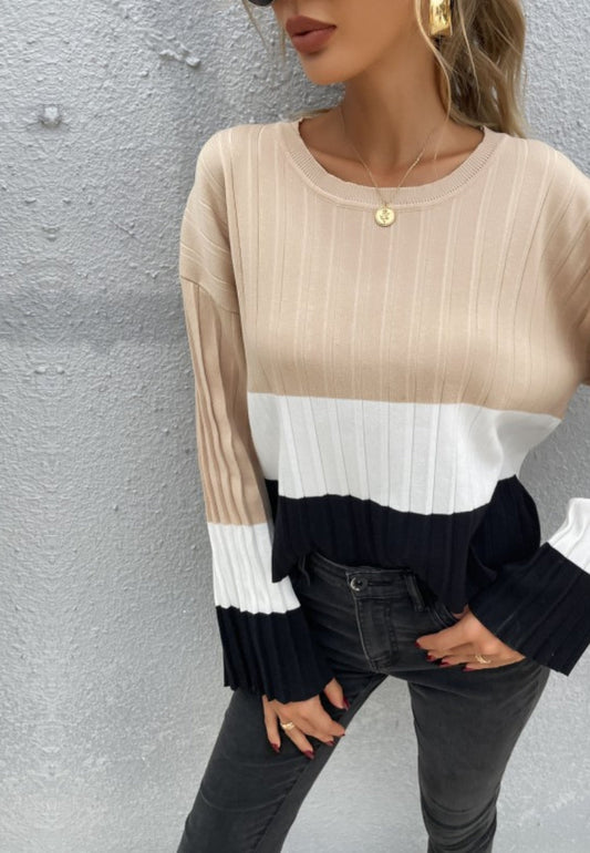 Color Block Textured Sweater