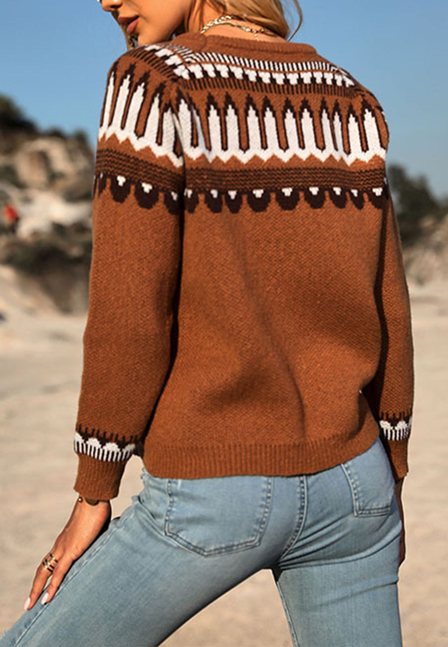 Geometrical Western Print Sweater