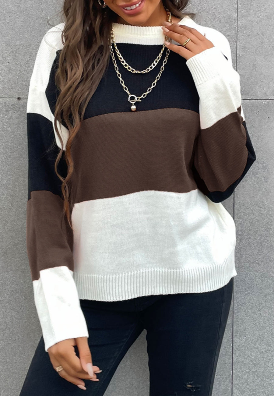 Basic Color Block Striped Sweater