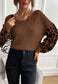 Textured V Neck Two Tone Sweater