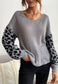 Textured V Neck Two Tone Sweater