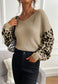 Textured V Neck Two Tone Sweater