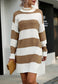 High Neck Striped Sweater Dress