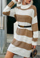 High Neck Striped Sweater Dress