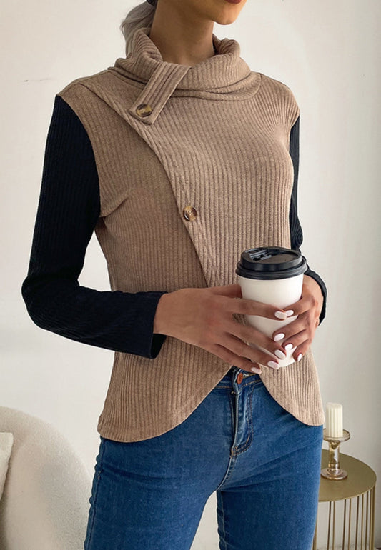 Turtleneck Overlap Sweater Vest