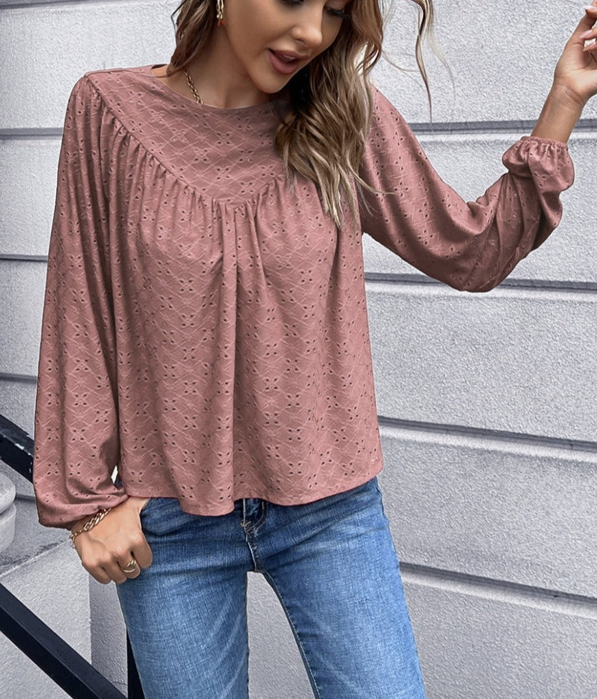 Eyelet Triangle Detail Blouse