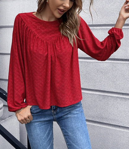 Eyelet Triangle Detail Blouse