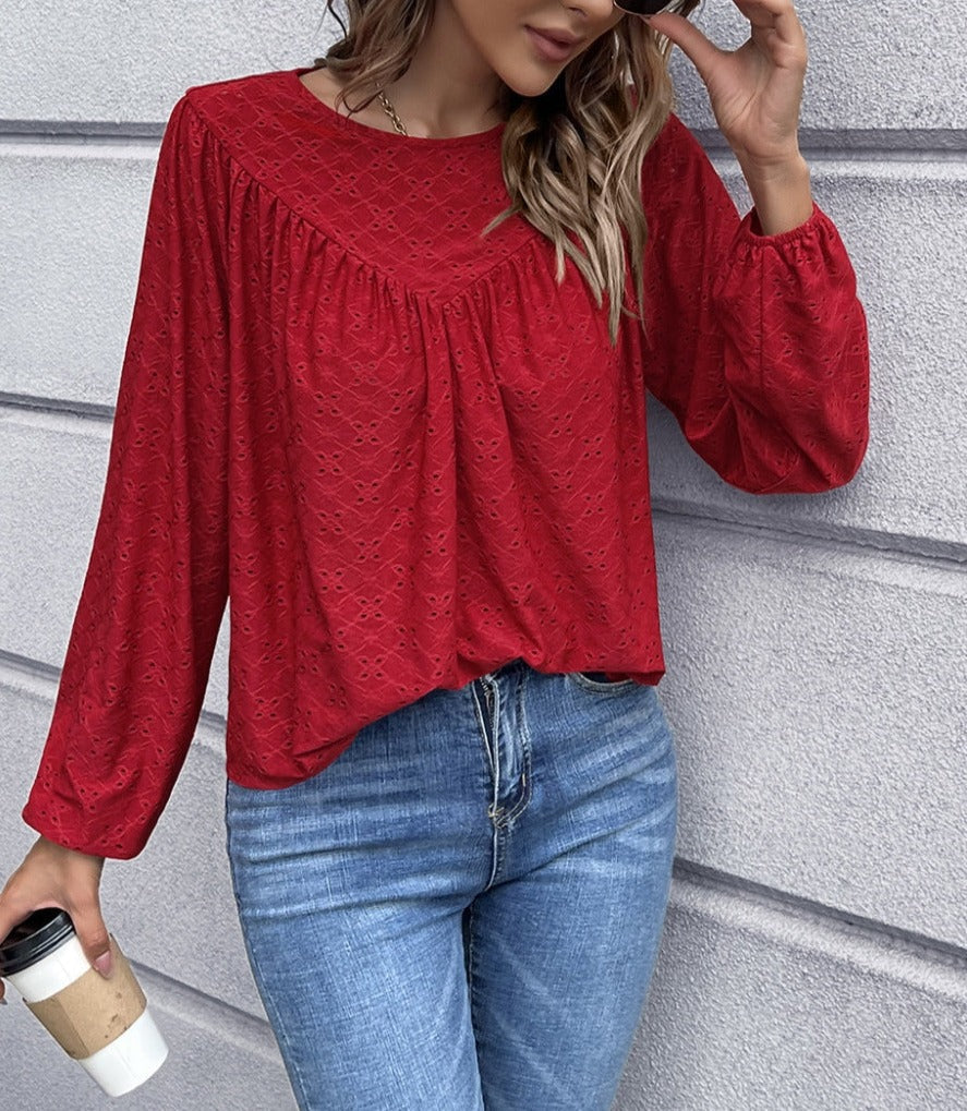 Eyelet Triangle Detail Blouse