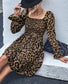 Square Neck Leopard Print Dress