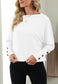 Boat Neck Button Sleeve Sweater