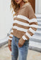 Striped Pattern Collared Preppy Sweater