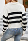 Striped Pattern Collared Preppy Sweater