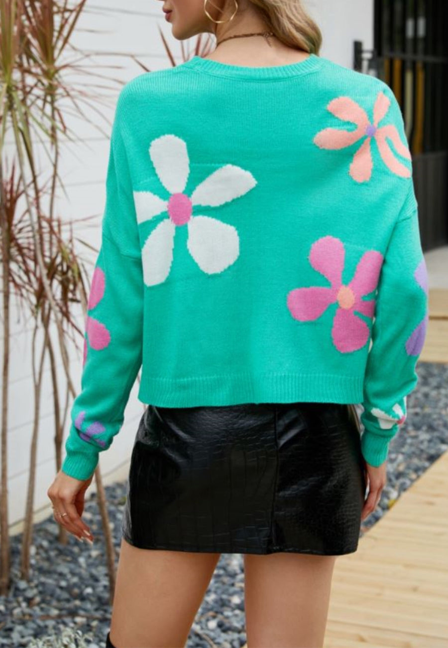 Multicolor Floral Print Sweater