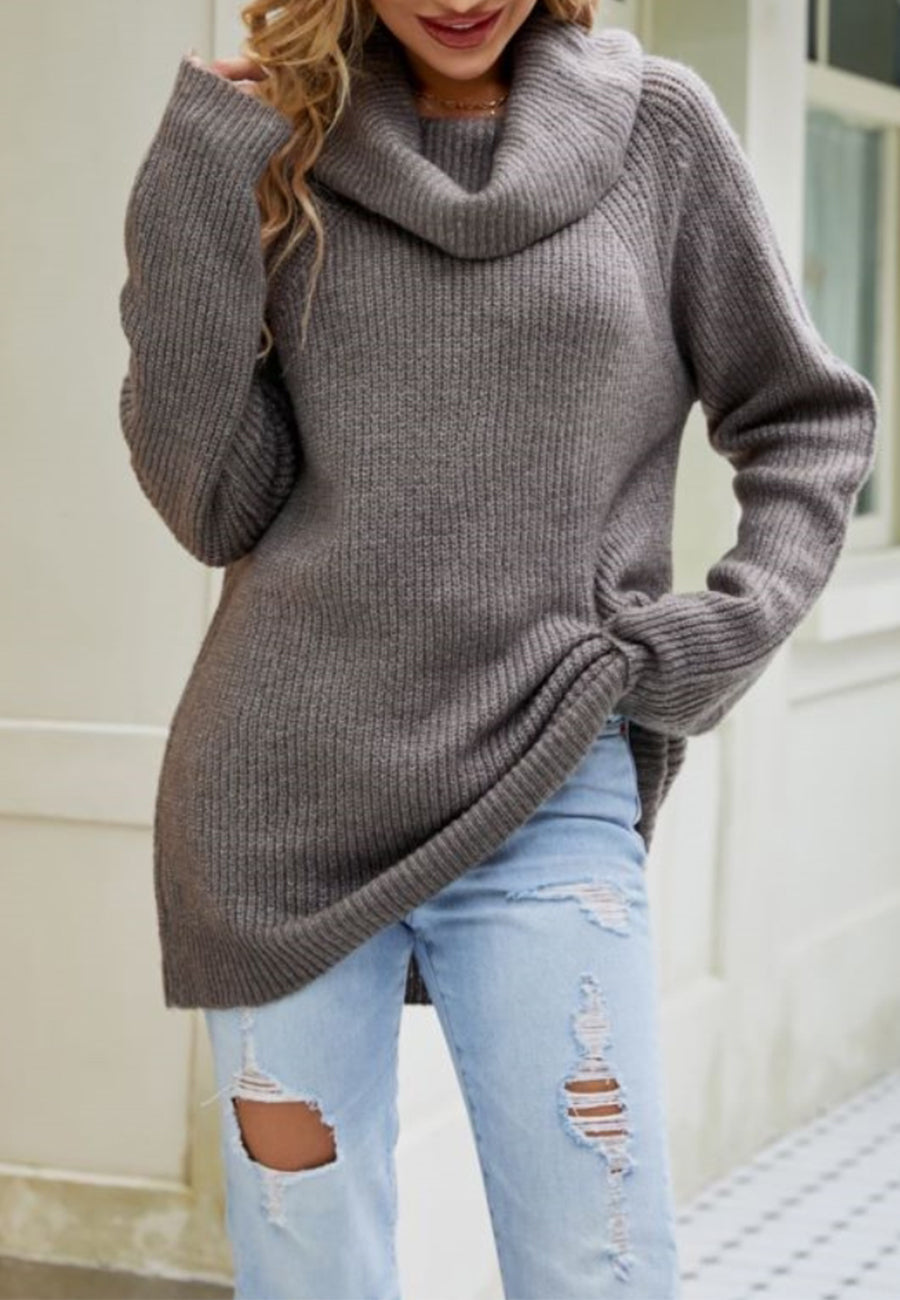 Loose Turtleneck Knit Sweater