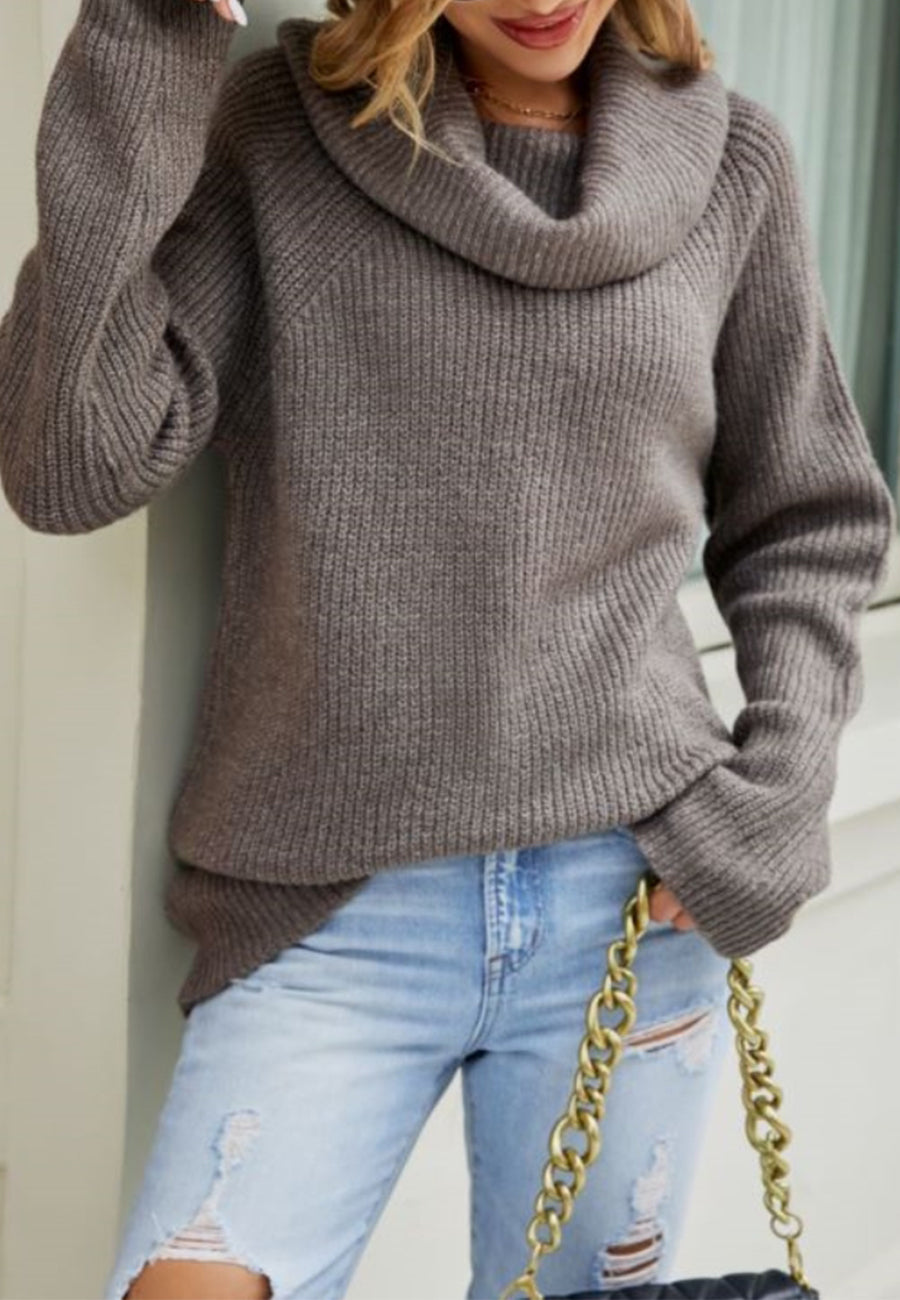 Loose Turtleneck Knit Sweater