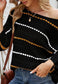 Striped Knit Three Quarter Sleeve Sweater