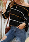 Striped Knit Three Quarter Sleeve Sweater