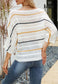 Striped Knit Three Quarter Sleeve Sweater