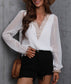 Swiss Dot Contrast Lace Blouse