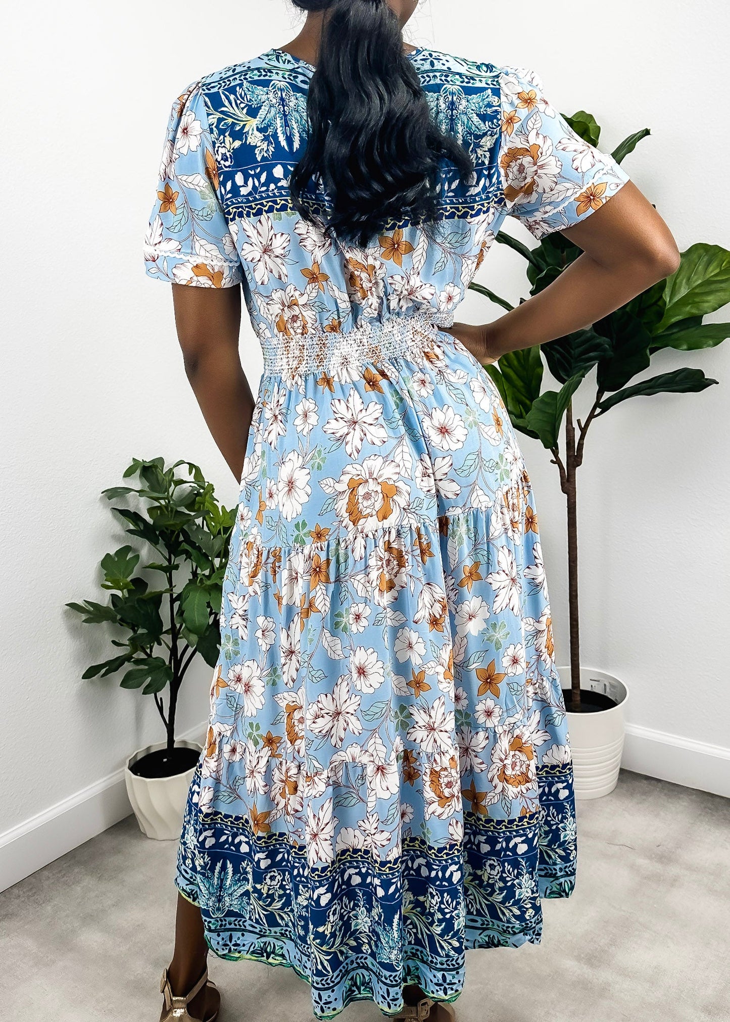 Bohemian Print Button Front Dress