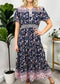 Vintage Printed Short Sleeve Dress