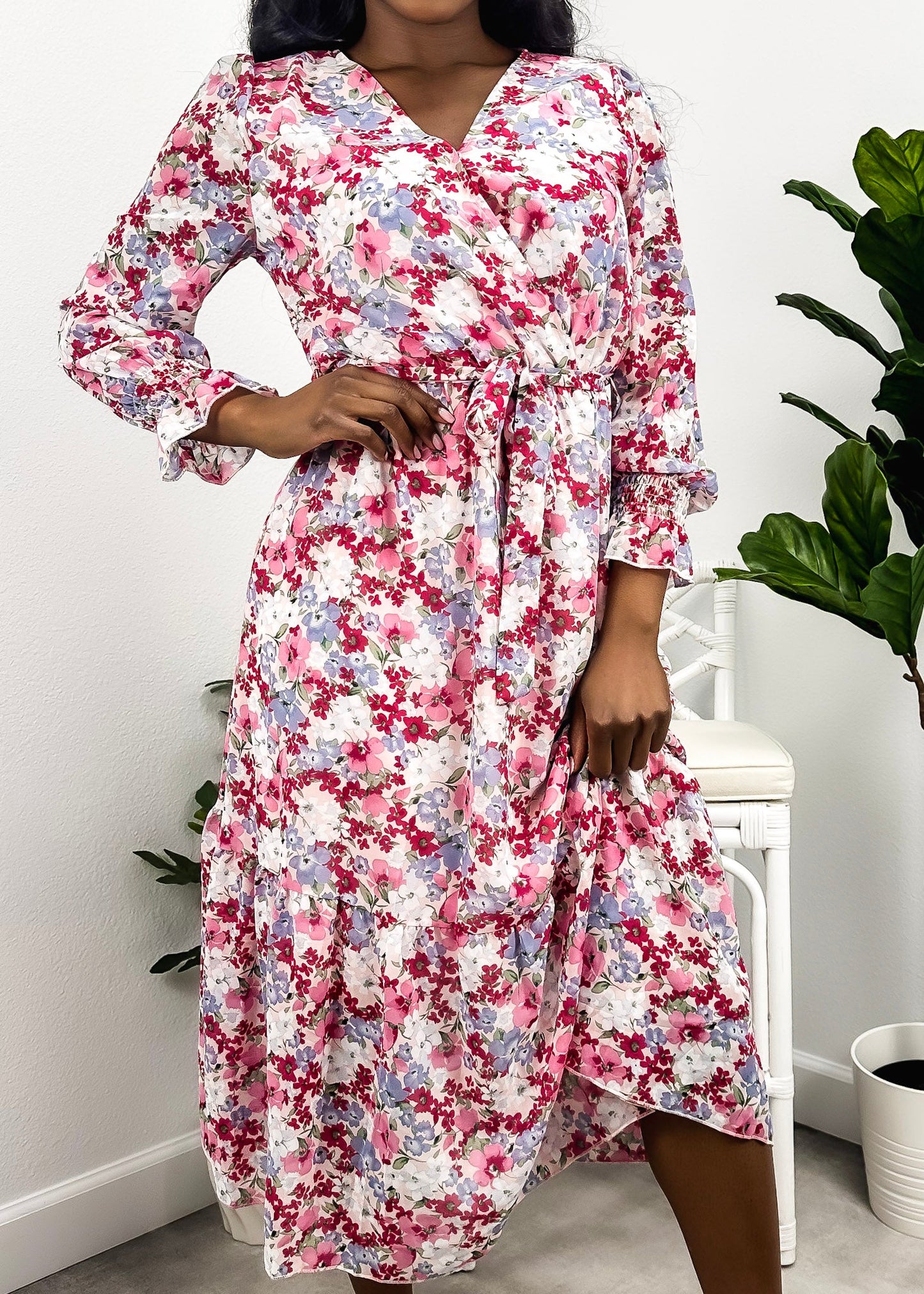 Floral Print Light Wrap Dress