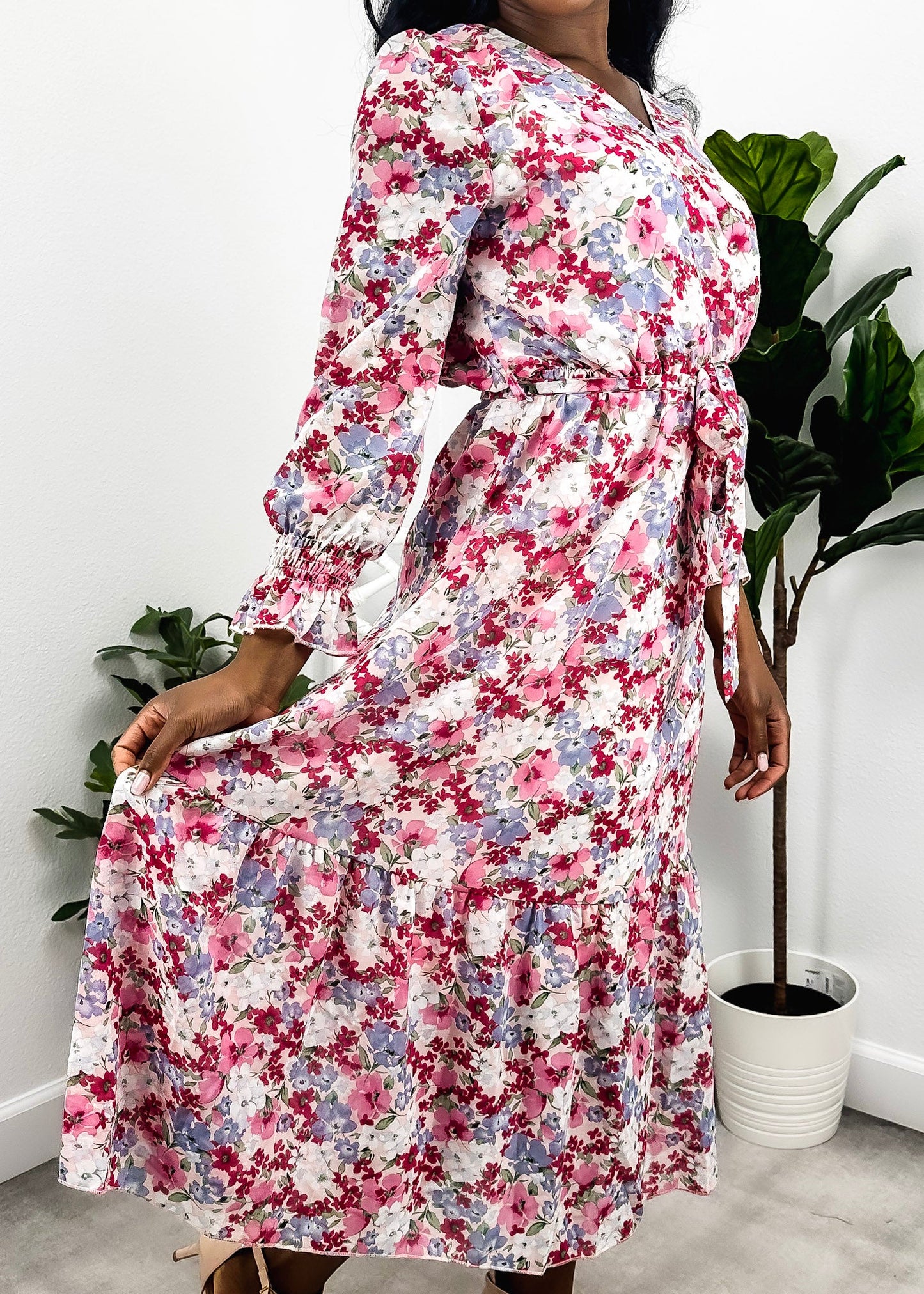 Floral Print Light Wrap Dress