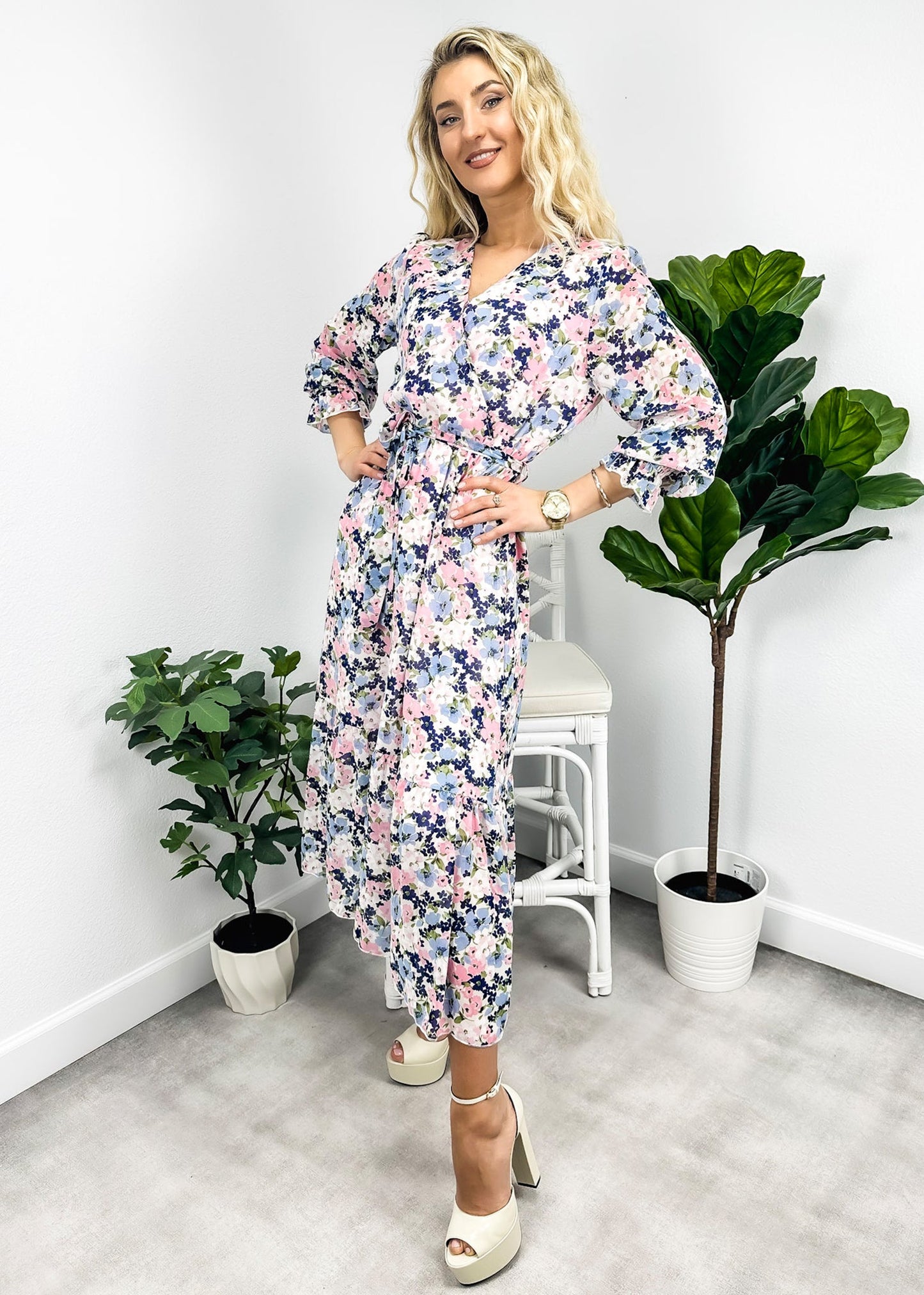 Floral Print Light Wrap Dress