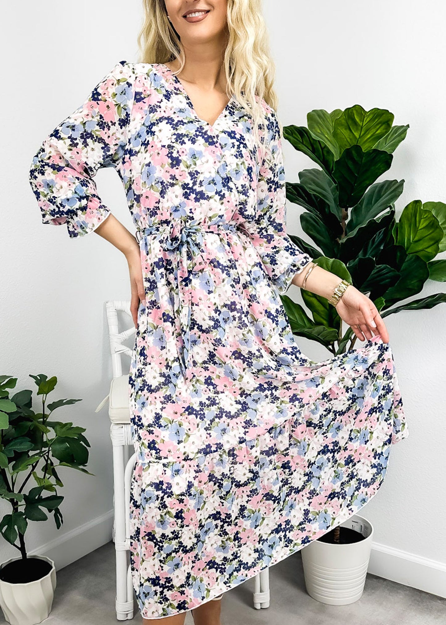 Floral Print Light Wrap Dress