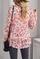 Round Neck Printed Tiered Blouse