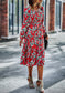 V Neck Floral Button Down Dress