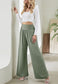 Button Detail Shirred Waist Pants