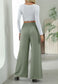 Button Detail Shirred Waist Pants