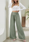 Button Detail Shirred Waist Pants