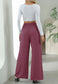 Button Detail Shirred Waist Pants