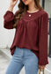 Solid V Line Ruffle Blouse